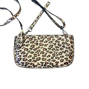 Joy Susan Natural Leopard Print  Crossbody Wristlet Clutch